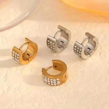 Новые трехрядные бриллиантовые серьги из титановой стали с широкими сторонами, серьги, женский модный темперамент, серьги из нержавеющей стали с бриллиантами, мода