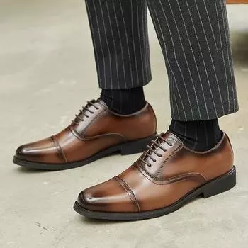 Новые трехсоставные кожаные туфли мужские кожаные деловые туфли-оксфорды с мягкой подошвой и износостойкостью британские свадебные туфли для жениха и невесты 39 чёрный