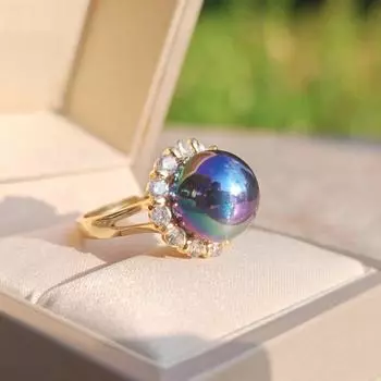 Новые трендовые циркониевые цветы, открывающиеся регулируемые кольца для женщин, модные синие цветные кольца с искусственным жемчугом, ювелирные изделия, аксессуары для вечеринок синий