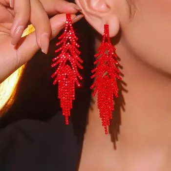 Новые трендовые длинные рождественские серьги с кисточками, высококачественные нежные красные серьги, женские серьги, 1 пара