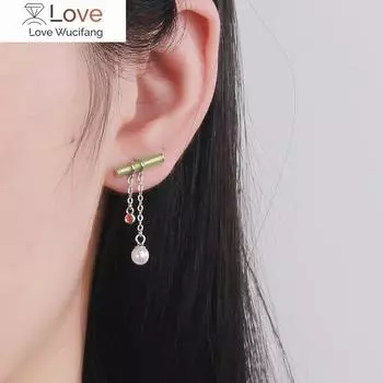 Новые трендовые корейские свежие асимметричные моделирующие серьги-подвески с симпатичным жемчугом для женщин в винтажном стиле для пожилых людей серебряный