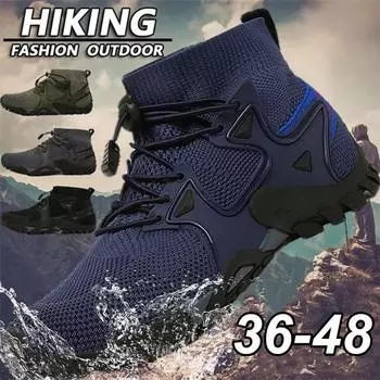 Новые трендовые мужские походные туфли. Спортивная обувь на открытом воздухе. Повседневная водонепроницаемая походная обувь. Нескользящая спортивная обувь. Дышащая обувь для прогулок для мужчин. 36 чёрный