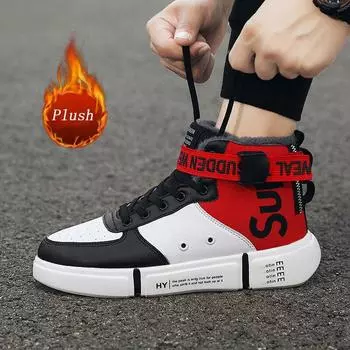 Новые трендовые мужские повседневные кроссовки, зимние мужские хлопковые туфли, плюшевые теплые мужские повседневные туфли, модные удобные мужские вулканизированные туфли 44 белый