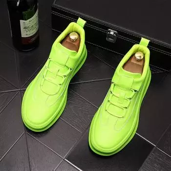Новые трендовые мужские повседневные лоферы белого и зеленого цвета, туфли на плоской платформе, мокасины, мужские кроссовки в стиле хип-хоп для веб-знаменитостей 8