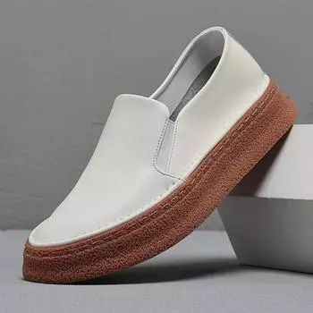 Новые трендовые мужские повседневные туфли, дышащая нескользящая обувь для отдыха на природе, лоферы для путешествий с мягкой подошвой, мокасины из натуральной кожи для вождения на плоской подошве 38 белый