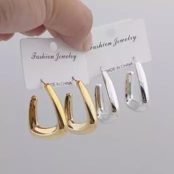 Новые трендовые полые трапециевидные женские висячие серьги из металла золотого цвета, изысканные геометрические женские модные украшения золотой
