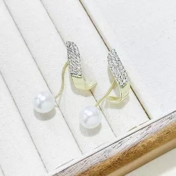 Новые трендовые серьги с бриллиантами и жемчугом для женщин, простые серьги в стиле «темперамент», универсальные французские серьги