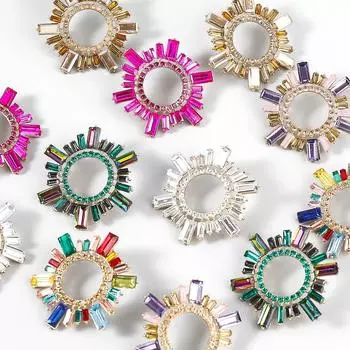 Новые трендовые висячие серьги с цветочным хрусталем, свадебные аксессуары, модные роскошные массивные ювелирные серьги для женщин