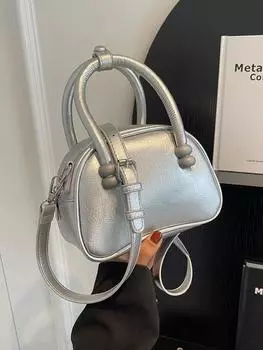 Новые трендовые женские кошельки и сумки серебряного цвета, сумка через плечо из искусственной кожи, маленькая сумка-тоут Femlae, сумка с короткой ручкой чёрный