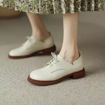 Новые трендовые женские лоферы, туфли-лодочки из искусственной кожи, студенческие балетки, повседневные кроссовки, женские туфли-оксфорды в британском стиле на шнуровке 6