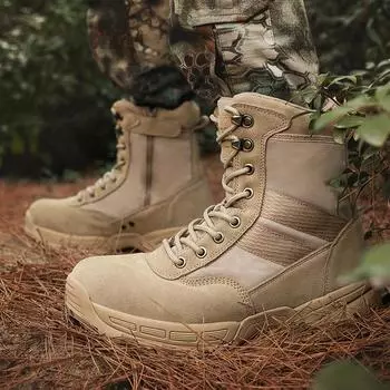 Новые тренировочные ботинки для пустыни, ботинки для походов и альпинизма на открытом воздухе с высоким верхом и щитком из коровьей кожи 39