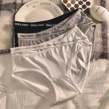 Новые трусики из ледяного шелка для женщин с низкой талией и надписью Cross Pure Desire, сексуальное бесшовное нижнее белье M белый