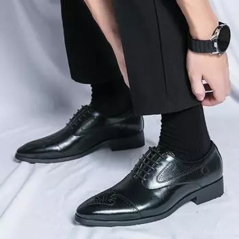 Новые туфли Brock Derby для мужчин, оригинальные деловые черные кожаные туфли, мужские модные туфли, бесплатная доставка, классические мужские туфли 38 чёрный