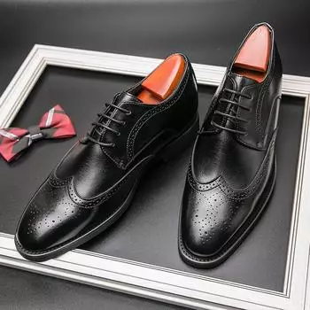 Новые туфли Брокк на мягкой подошве с увеличением высоты, деловой кэжуал, кожаные, мужские, для формальной одежды, с острым носком, джентльменские, одинарные, молодежный тренд 38