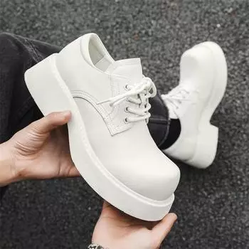 Новые туфли дерби мужские белые кожаные туфли с большой головкой летние повседневные мужские туфли ретро модные туфли 95558-J 40 белый