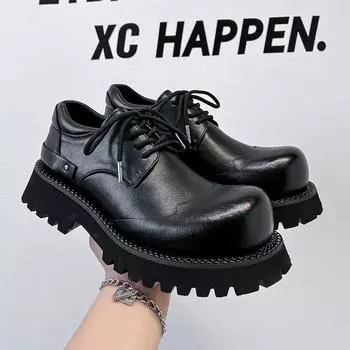 Новые туфли дерби с большой головкой, мужские летние туфли на толстой подошве, усиленные в британском стиле, кожаные туфли 66689-A 38