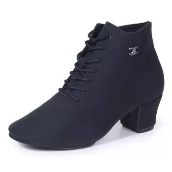 Новые туфли для квадратного танца, мягкая подошва, мягкая поверхность, туфли для латиноамериканских танцев, туфли для матросского танца, обувь для танцев на открытом воздухе, женские танцевальные ботинки средней высоты 34 чёрный