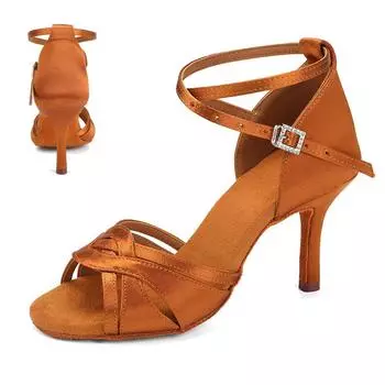 Новые туфли для латиноамериканских танцев, женская обувь для бальных танцев, танго, замшевая подошва, шелковая обувь для вечеринок, сальса, женская обувь 34 чёрный