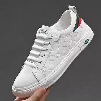 Новые туфли для мужчин из натуральной кожи, повседневная обувь, уличные трендовые белые туфли для скейтбординга на плоской подошве, мужские кроссовки из коровьей кожи со шнуровкой 39 белый