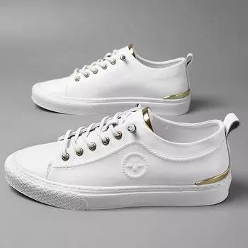 Новые туфли для мужчин из натуральной кожи, повседневная обувь, модные туфли для скейтбординга на плоской подошве, молодежные крутые кроссовки без застежек 39 чёрный