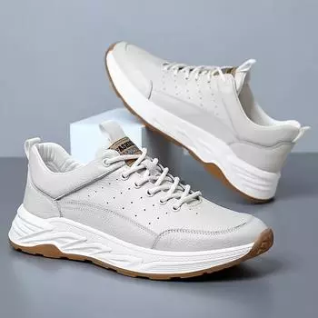 Новые туфли для мужчин Повседневная обувь из натуральной кожи Модная спортивная обувь Уличная мода Кроссовки из коровьей кожи 38 чёрный