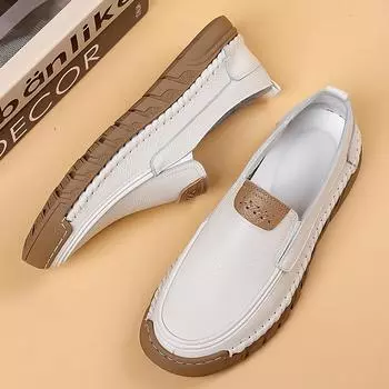 Новые туфли для мужчин Повседневная обувь из натуральной кожи Деловые туфли на плоской подошве Мягкие лоферы из коровьей кожи 38 чёрный