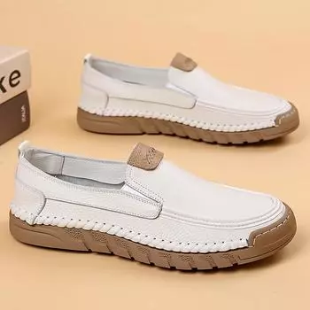 Новые туфли для мужчин Повседневная обувь из натуральной кожи Деловые туфли на плоской подошве Мягкие лоферы из коровьей кожи 38 чёрный