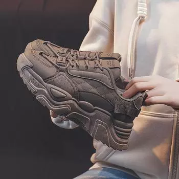 Новые туфли для папы, женские весенние студенческие спортивные кроссовки, повседневная обувь, толстая подошва, увеличивающая рост 35 белый
