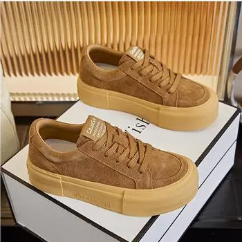 Новые туфли для женщин из натуральной кожи повседневная обувь для девочек модные туфли для скейтбординга на плоской подошве уличные крутые кроссовки на шнуровке 35 песочный