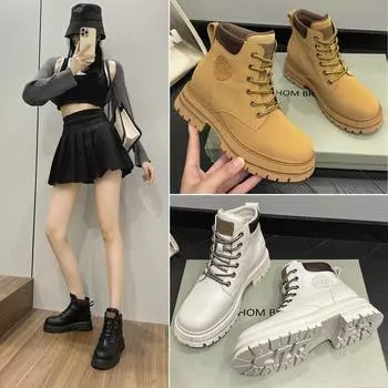 Новые туфли для женщин. Классические ботинки из натуральной кожи. Желтые ботильоны. Женские высокие кожаные повседневные туфли. Зимние ботинки. 34 чёрный