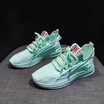 Новые туфли для женщин, кроссовки весна-лето для девочек, легкие, дышащие, трикотажные, повседневные, спортивные, для бега 35 чёрный