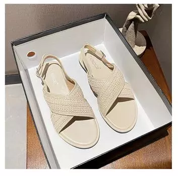 Новые туфли для женщин, летние лаконичные вязаные сандалии, модные дизайнерские тапочки для улицы, повседневная обувь больших размеров 34-43 34
