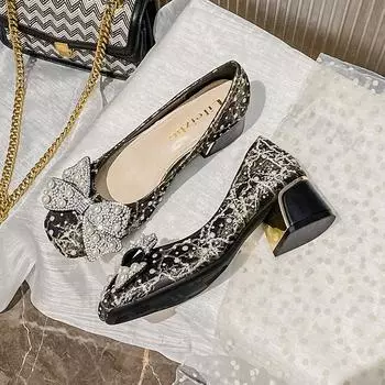 Новые туфли для женщин, роскошные туфли-лодочки, новые туфли OL Silks Vamp Bowknot Casual High Heels, туфли на высоком каблуке, туфли со стразами и жемчугом, размер 35-43 35 чёрный