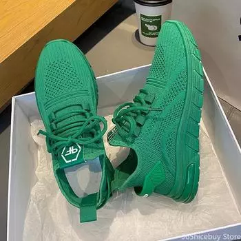 Новые туфли для женщин, весенние летние кроссовки для девочек, повседневные спортивные кроссовки цвета конфет, дышащая трикотажная крутая спортивная обувь 35 чёрный