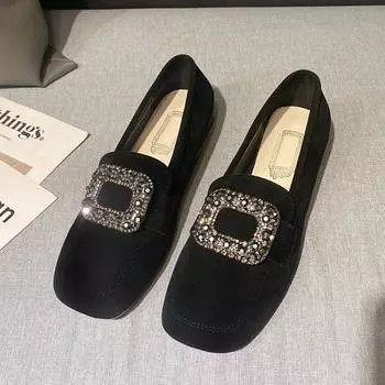 Новые туфли Elegantes на массивном каблуке с квадратной пряжкой и глубоким носком во французском стиле ретро с квадратной головкой 37 хаки