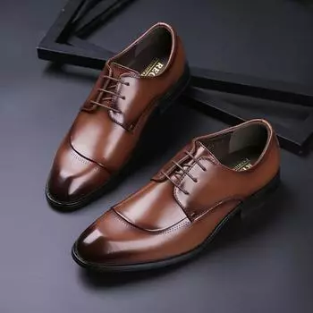 Новые туфли Four Seasons Business Casual Pumps Formal Leather Shoes Men s Leather Laceup Japanese Gentleman Office Banquet 39 чёрный