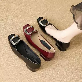Новые туфли Huiliya, женские, французские, с металлической пряжкой, квадратной пряжкой, на толстом каблуке, женские, профессиональные, для поездок на работу, G3760-14 35 чёрный