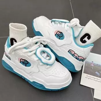 Новые туфли Ins в гонконгском стиле с толстой подошвой, повседневная обувь в стиле ретро, обувь для пар, комбинированная обувь 36