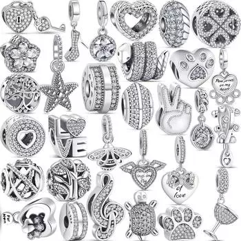 Новые туфли из серебра 925 пробы с сердечком на высоком каблуке с изображением животных, бусины, подходят для браслета-подвески, женские модные ювелирные изделия, изготовление