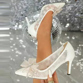 Новые туфли-лодочки на высоком каблуке со стразами и жемчугом, летне-осенние, сетчатые, сексуальные, для вечеринок и офиса, женская обувь 36