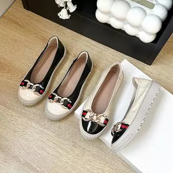 Новые туфли-лоферы Princess, британские универсальные, с круглым носком, с неглубоким горлом, с плоским дном, с одной педалью, ленивые, с толстой подошвой, универсальные туфли Fisherman Single 34