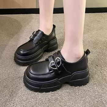 Новые туфли Лолита для женщин Весенние кожаные туфли на открытом воздухе Износостойкие туфли Мэри Джейн из нескользящей кожи Однотонные женские туфли из кожи 35