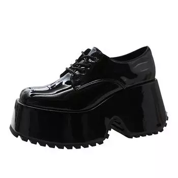 Новые туфли Мэри Джейн на толстой подошве в британском стиле со шнуровкой, маленькие кожаные туфли на толстой подошве с высоким каблуком, женские туфли-лодочки Zapatos 35