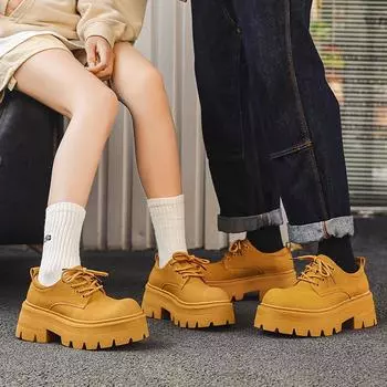 Новые туфли Mickey Big Head Derby для пары, кожаные туфли на толстой подошве со шнуровкой внутри, увеличивающие рост, 5761-W 38 белый