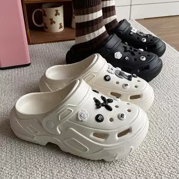 Новые туфли на платформе с отверстиями женские милые сандалии женские летние туфли для медсестер пляжная женская обувь 36-37 чёрный