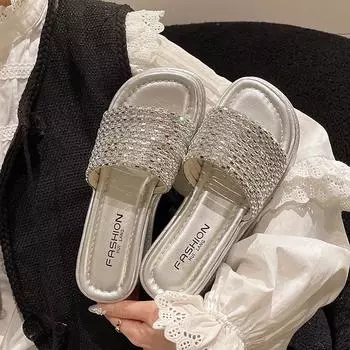 Новые туфли на платформе, женская летняя одежда, модная тенденция, увеличение сандалий со стразами 35