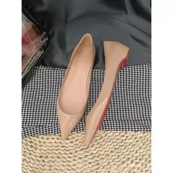 Новые туфли на плоской подошве с заостренным носком телесного цвета, суперлегкие туфли на плоской подошве, суперлегкие одинарные туфли для женщин 35