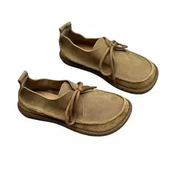 Новые туфли на плоской подошве, женская обувь из натуральной кожи с пряжкой и ремешком, круглый носок, износостойкая дышащая женская обувь с мягкой подошвой, 2024 г. 38 кофейный