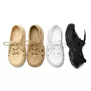 Новые туфли на шнуровке, дышащие, полые, спортивные, универсальные сандалии, мужская обувь для отдыха на природе, пляжная обувь 37 #inner length 240MM чёрный