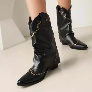 Новые туфли на толстом каблуке с острым носком, брюки, сапоги, жареные уличные, короткие, женские туфли, весна и осень 2025, новые, черные 34 чёрный